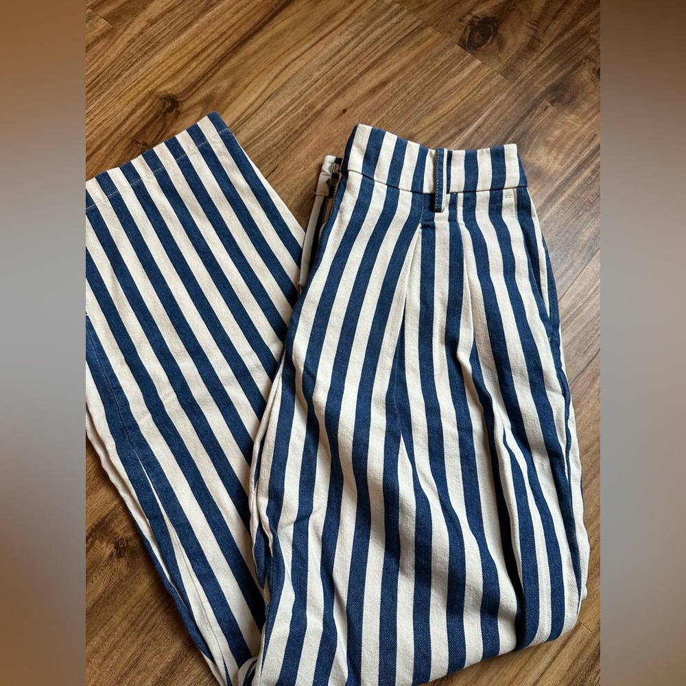 Blue and White Striped Pants j. Crew